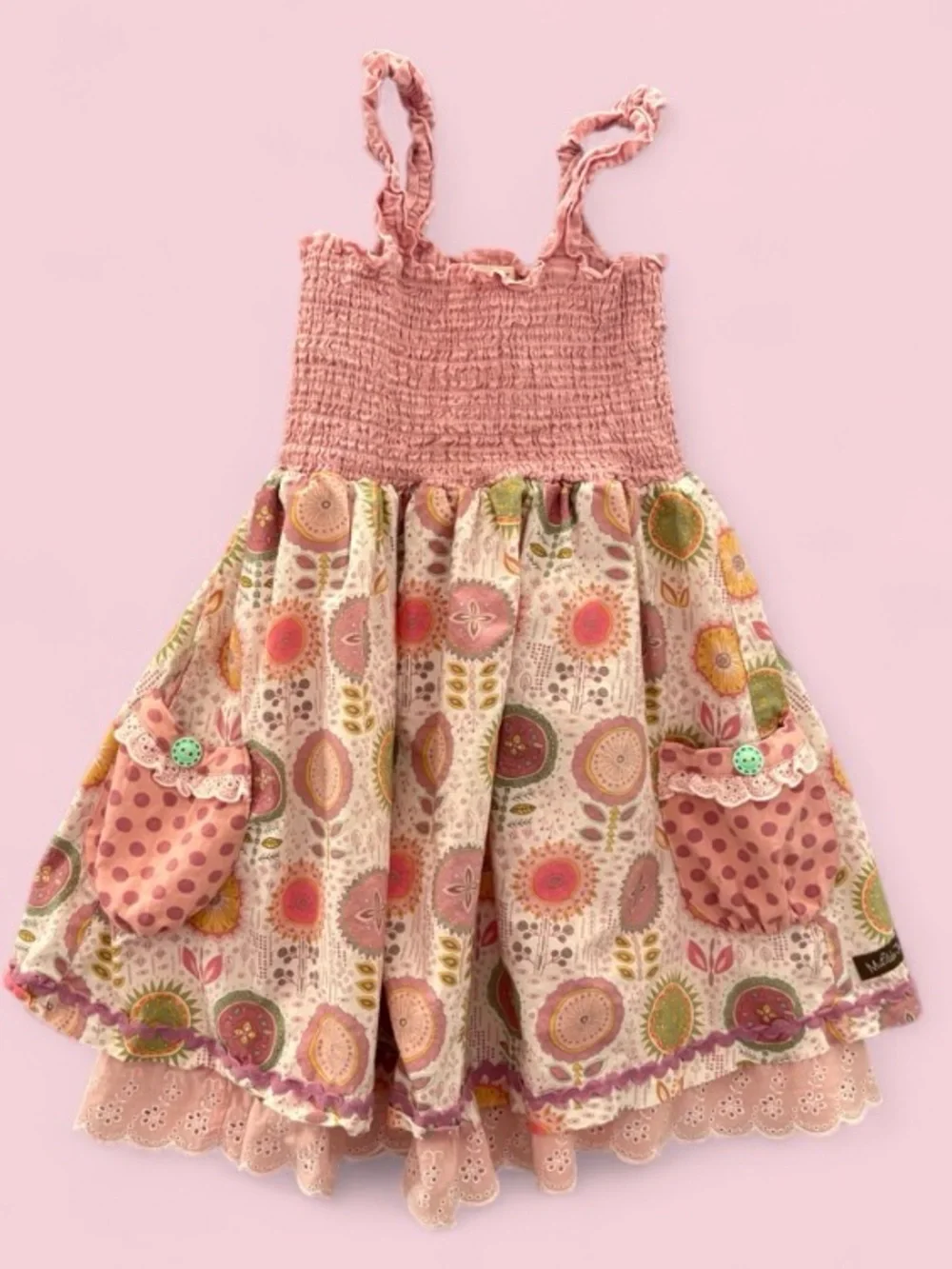Matilda Jane Happy & Free Sand Dollar Dress Size 6 Pink Floral Boho